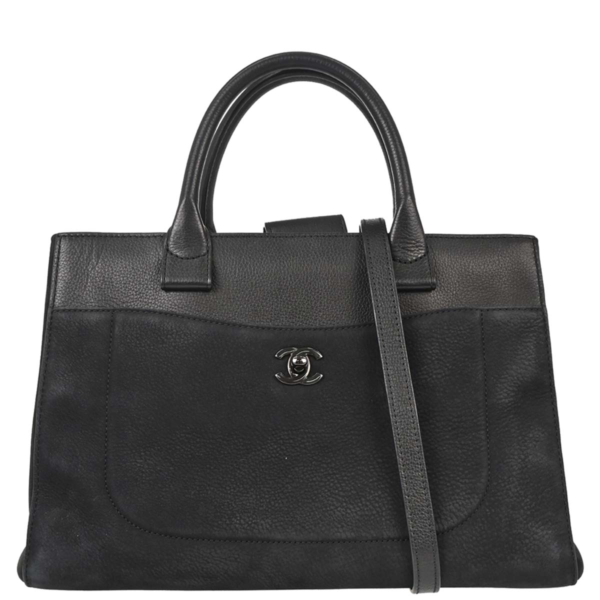Chanel 2017-2018 Black Suede Neo Executive Cerf Tote 2way Shoulder Handbag
