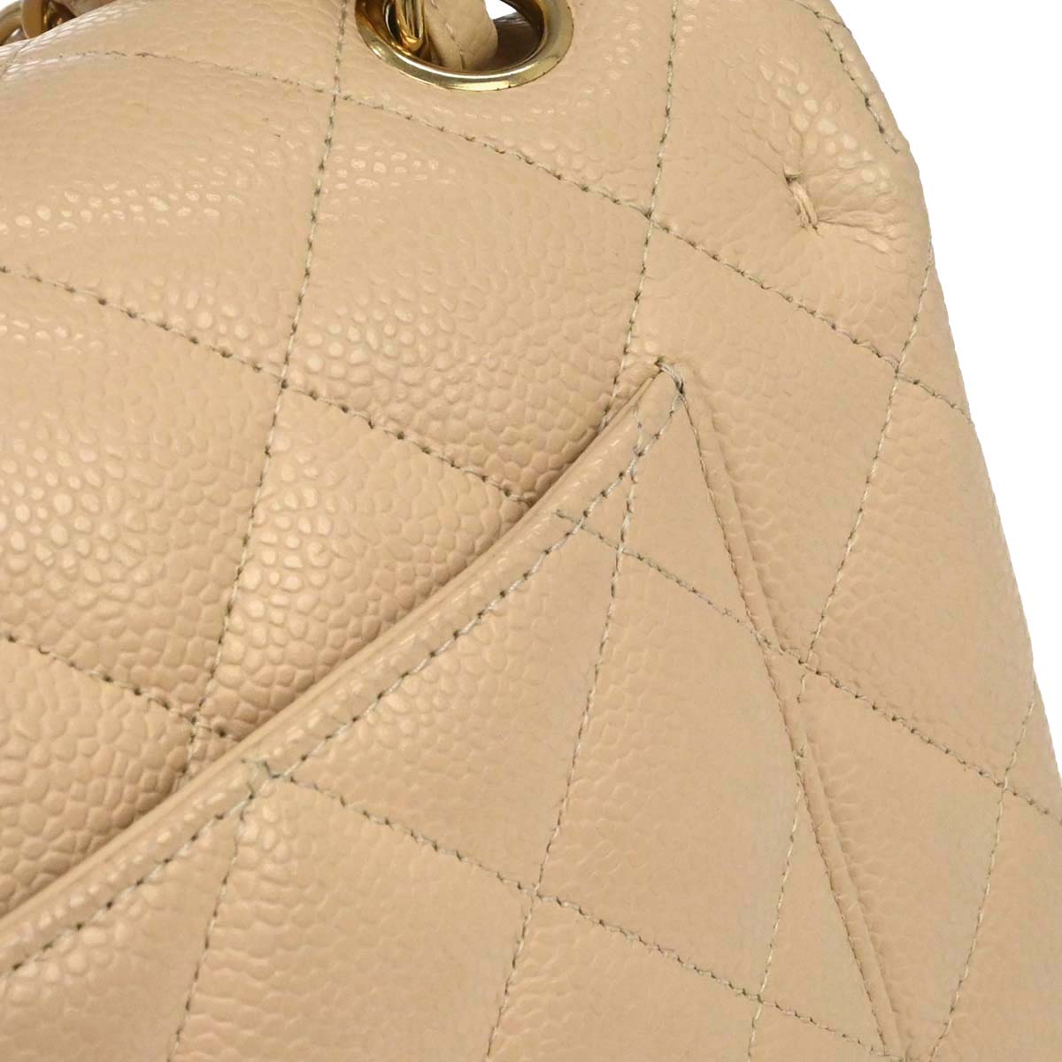 Chanel 2013-2014 Beige Caviar Skin Jumbo Classic Double Flap Shoulder Bag