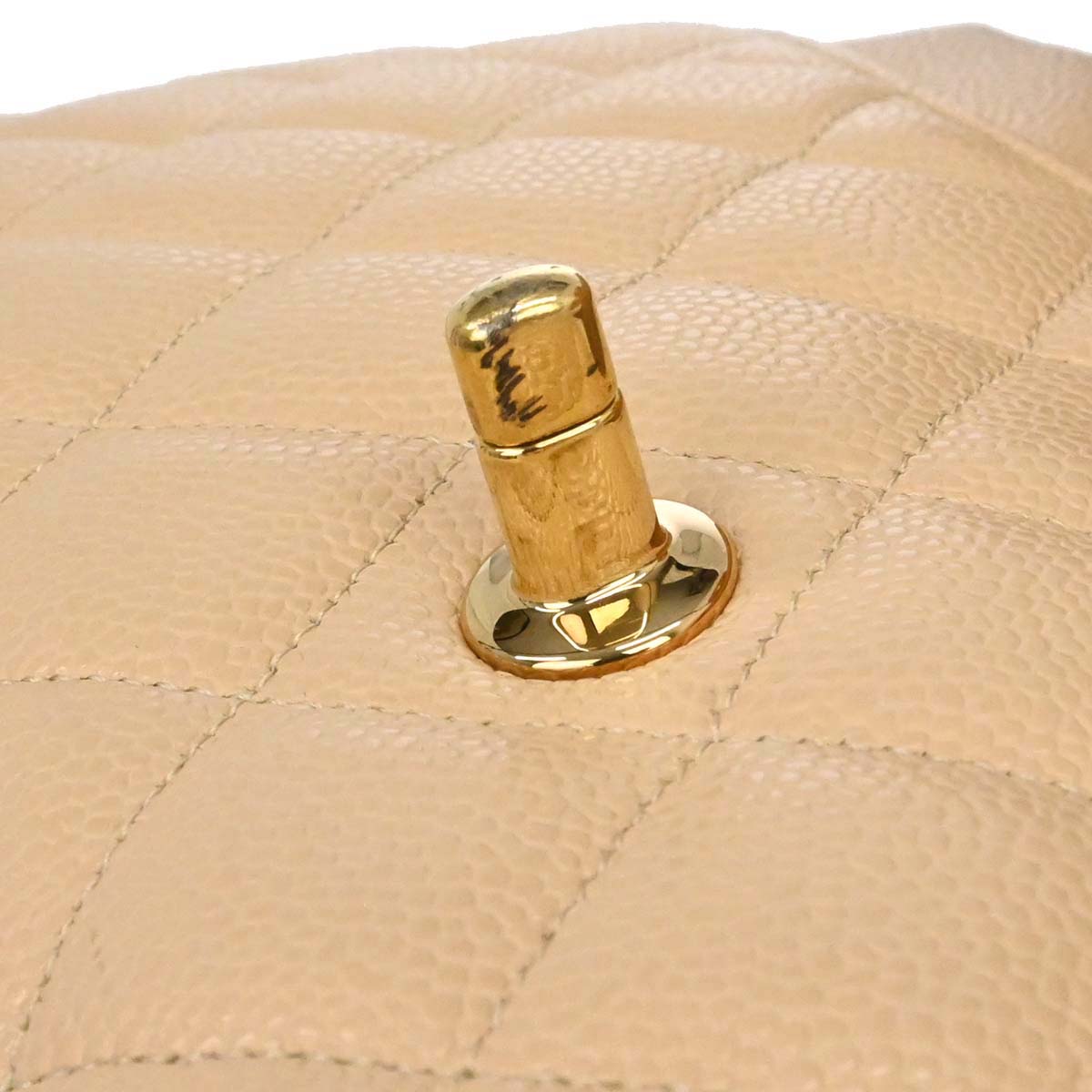 Chanel 2013-2014 Beige Caviar Skin Jumbo Classic Double Flap Shoulder Bag