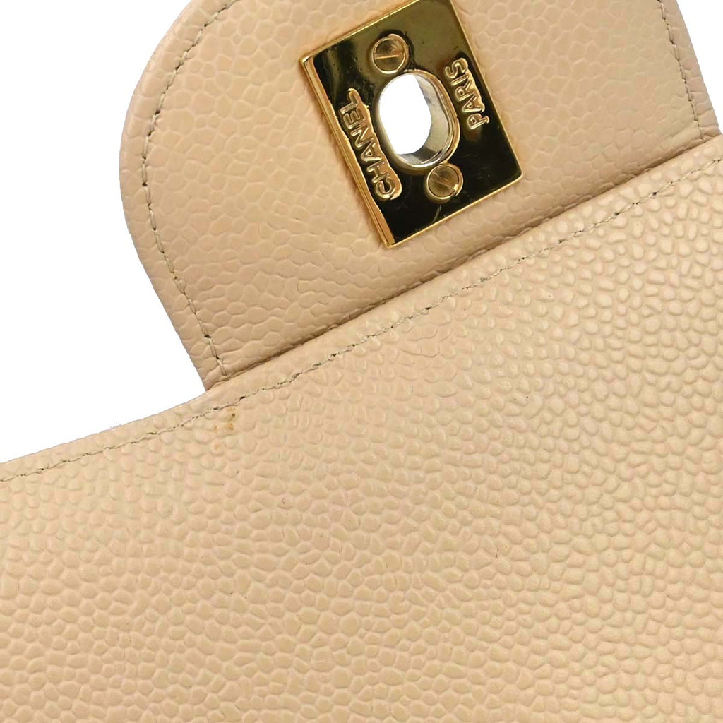 Chanel 2013-2014 Beige Caviar Skin Jumbo Classic Double Flap Shoulder Bag