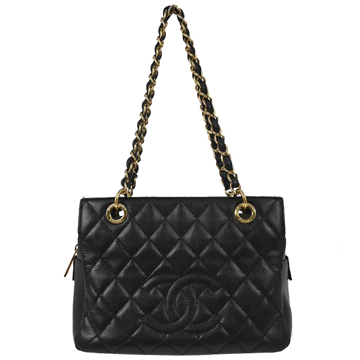 Chanel 2011 Black Caviar Skin Petite Timeless Tote PTT Chain Handbag