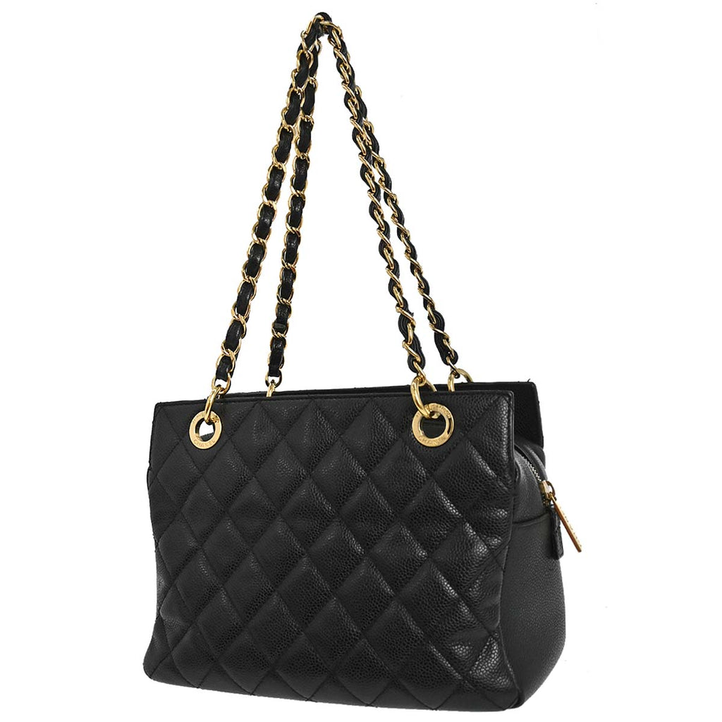Chanel 2011 Black Caviar Skin Petite Timeless Tote PTT Chain Handbag