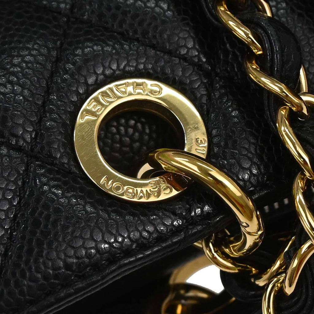 Chanel 2011 Black Caviar Skin Petite Timeless Tote PTT Chain Handbag