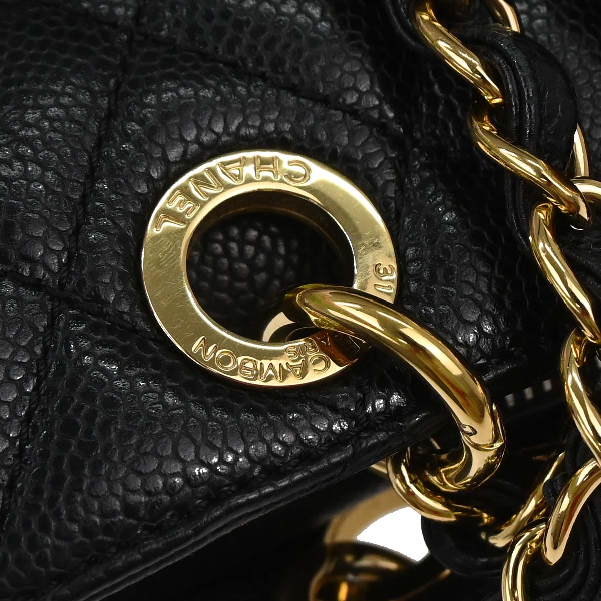 Chanel 2011 Black Caviar Skin Petite Timeless Tote PTT Chain Handbag
