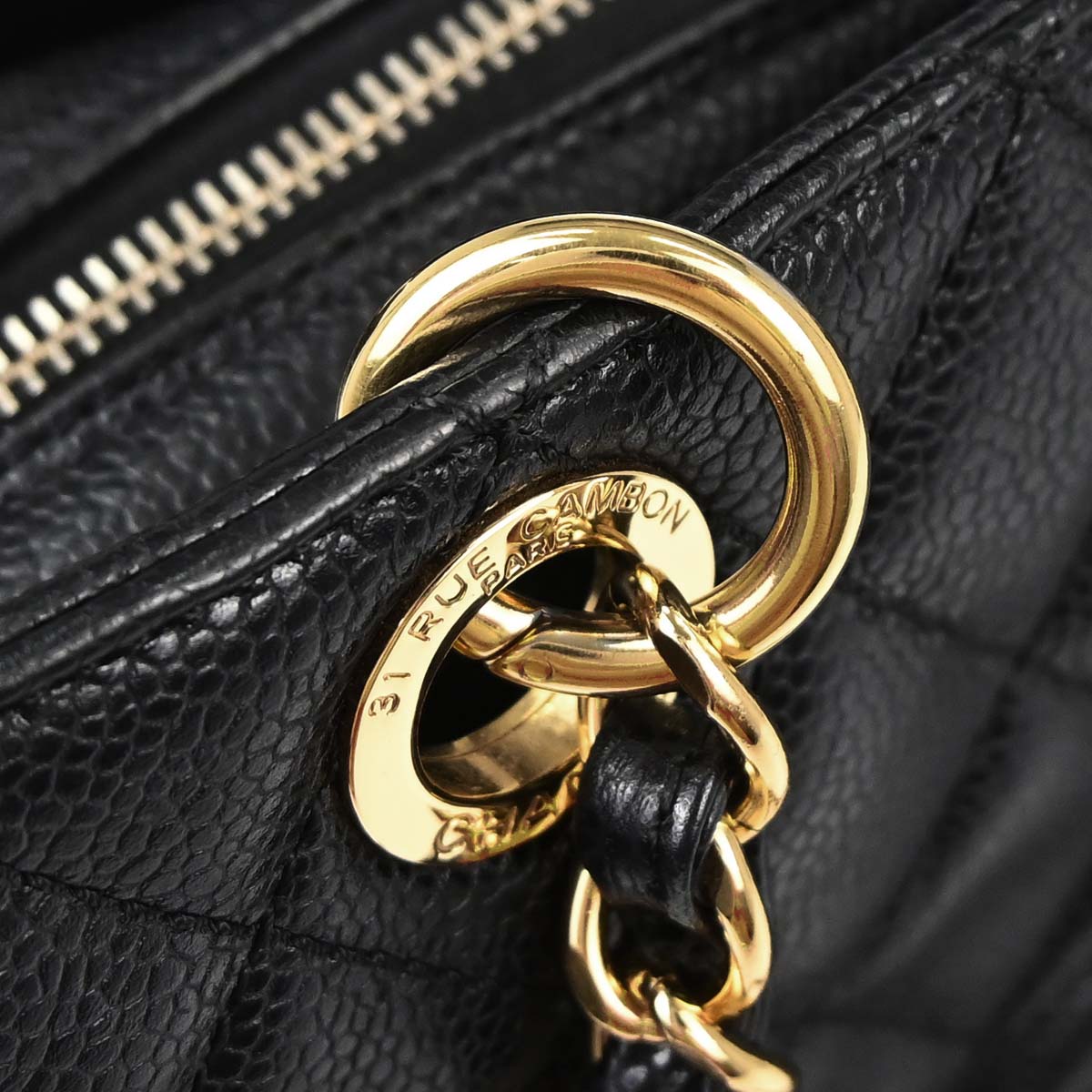 Chanel 2011 Black Caviar Skin Petite Timeless Tote PTT Chain Handbag
