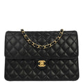 Chanel 2010-2011 Black Lambskin Turnlock Medium Half Flap Shoulder Bag