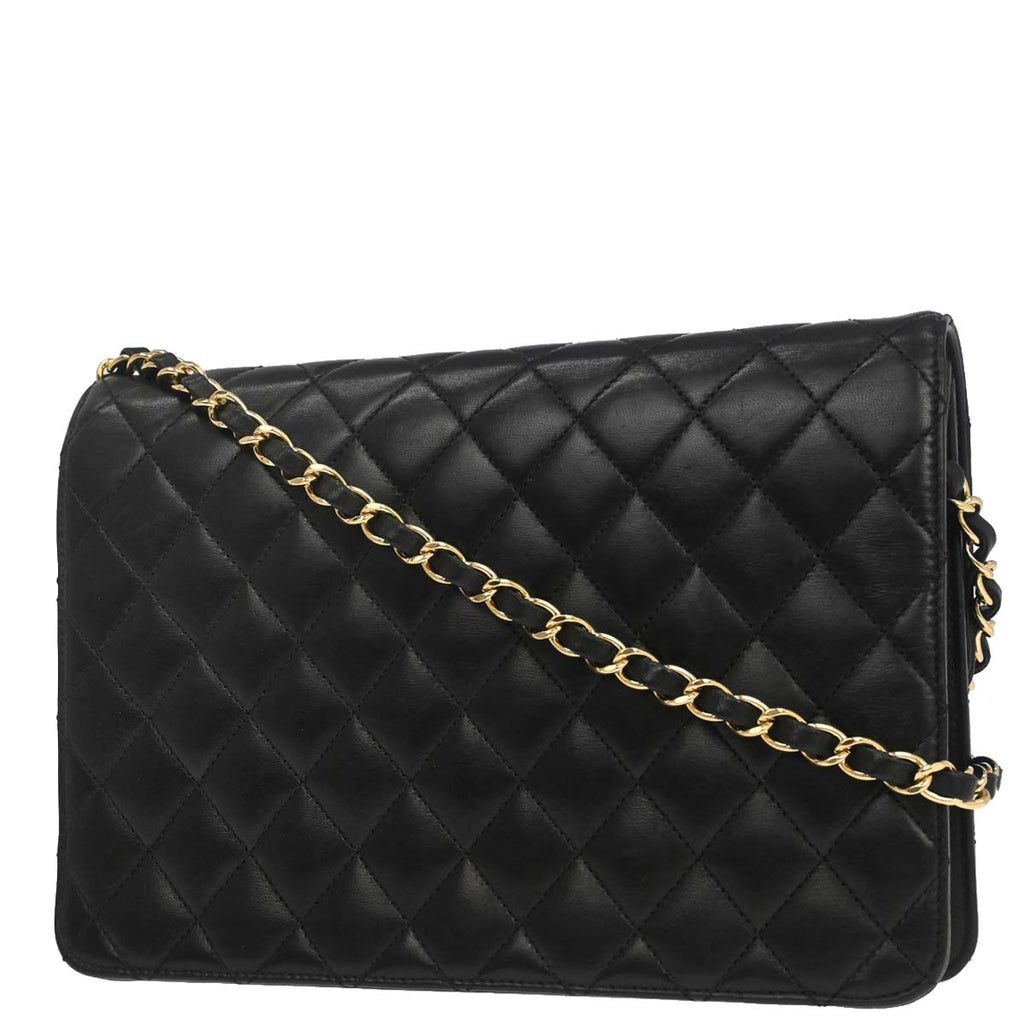 Chanel 2010-2011 Black Lambskin Turnlock Medium Half Flap Shoulder Bag