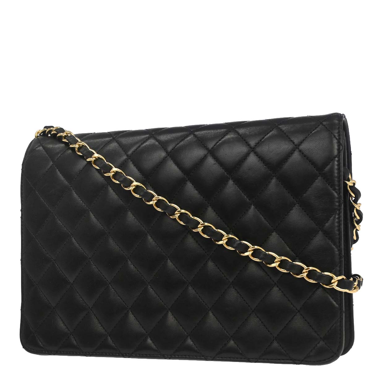 Chanel 2010-2011 Black Lambskin Turnlock Medium Half Flap Shoulder Bag
