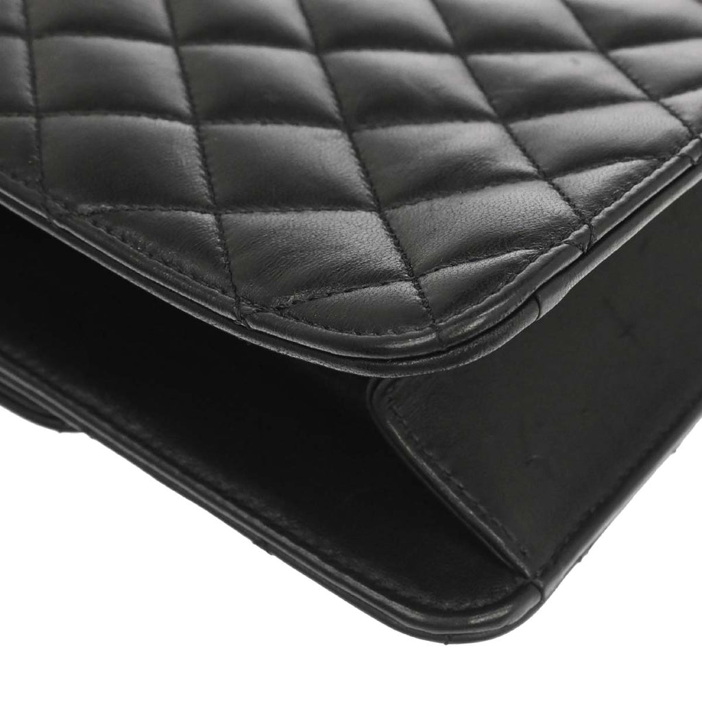 Chanel 2010-2011 Black Lambskin Turnlock Medium Half Flap Shoulder Bag