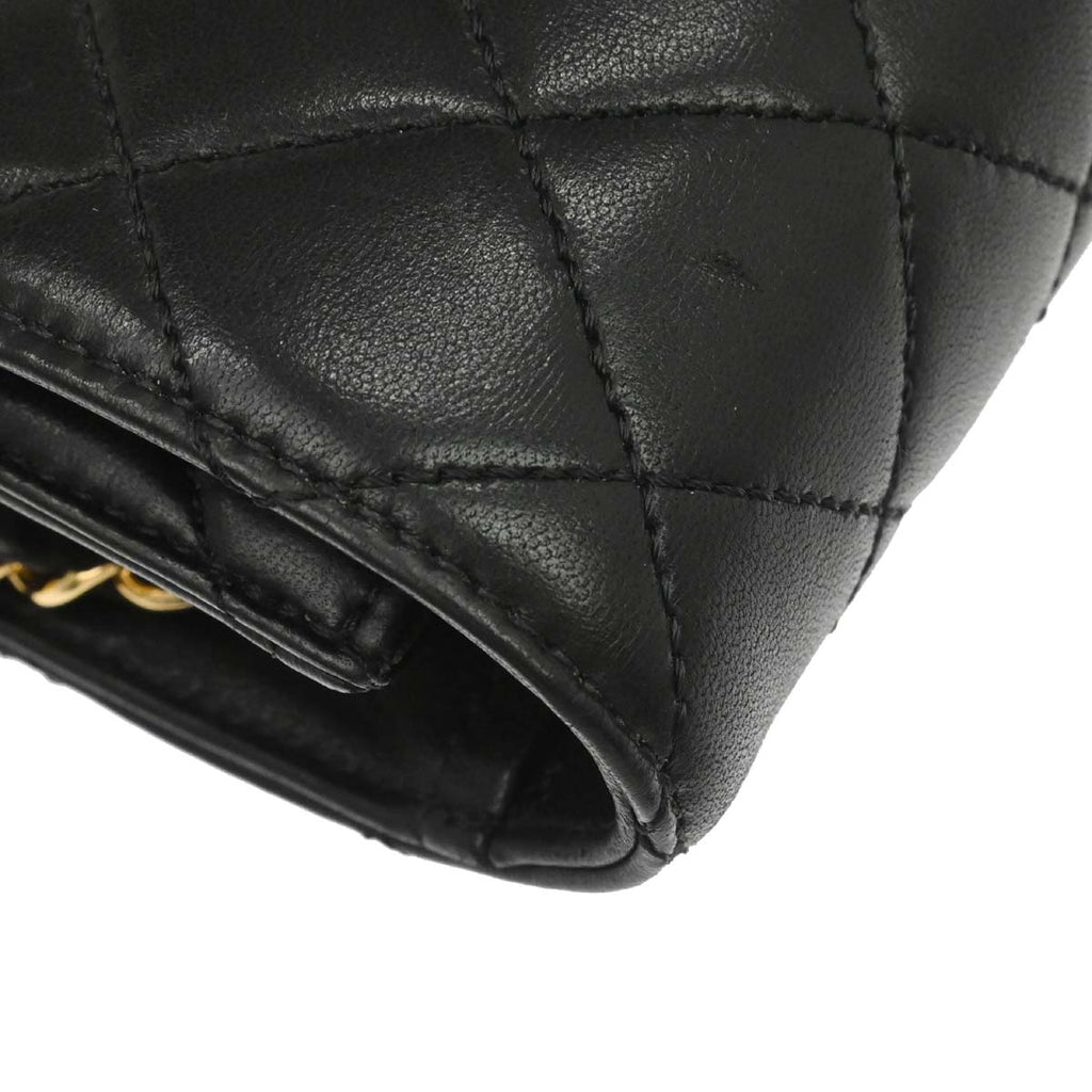 Chanel 2010-2011 Black Lambskin Turnlock Medium Half Flap Shoulder Bag