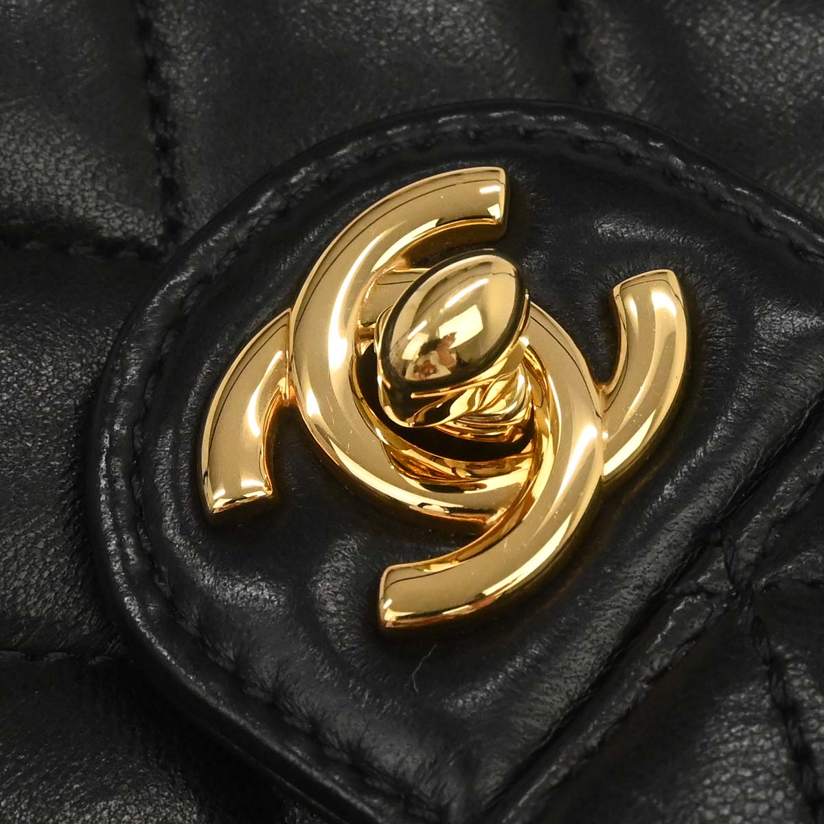 Chanel 2010-2011 Black Lambskin Turnlock Medium Half Flap Shoulder Bag