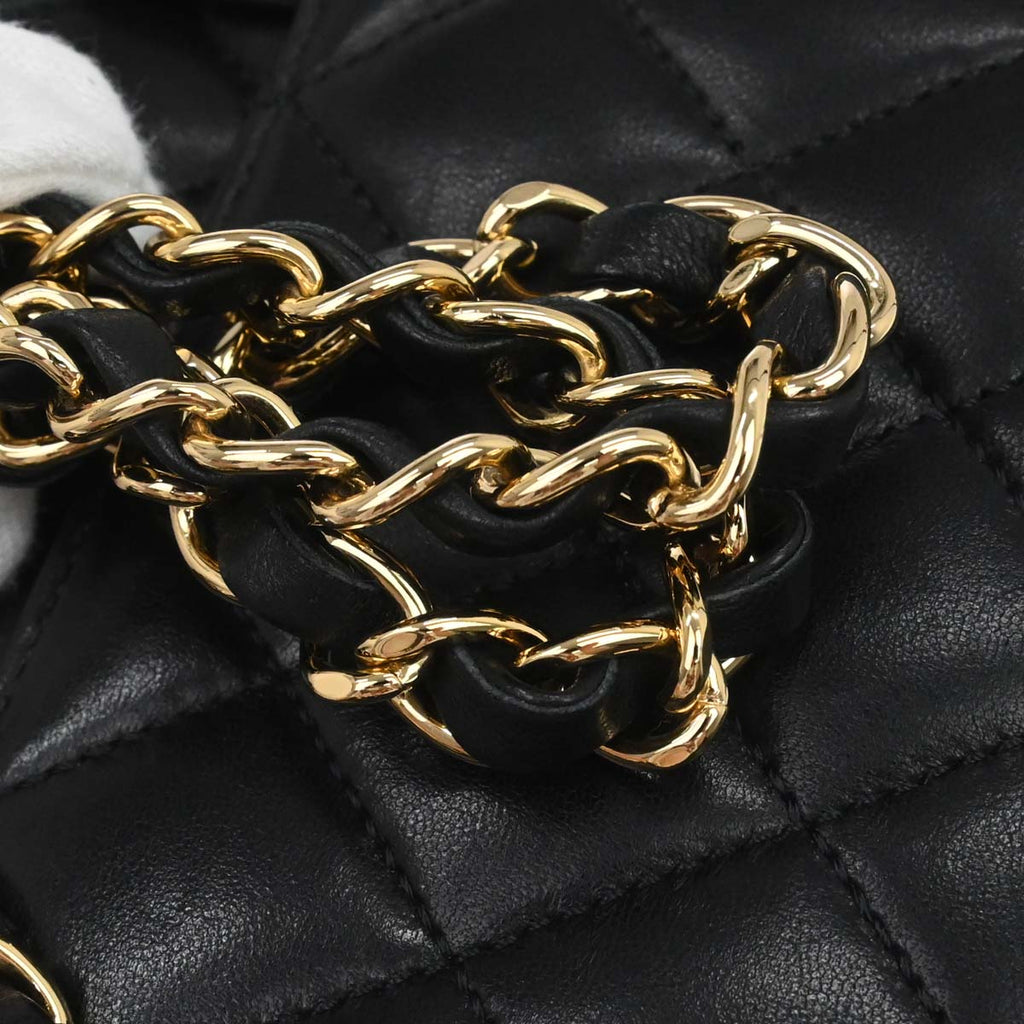 Chanel 2010-2011 Black Lambskin Turnlock Medium Half Flap Shoulder Bag