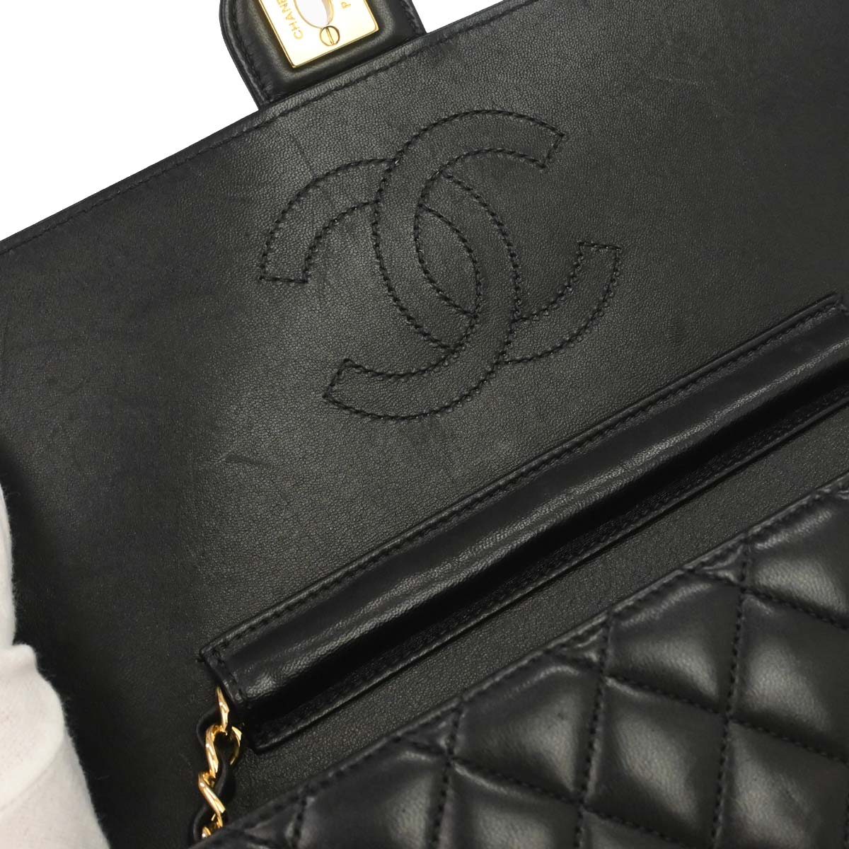Chanel 2010-2011 Black Lambskin Turnlock Medium Half Flap Shoulder Bag
