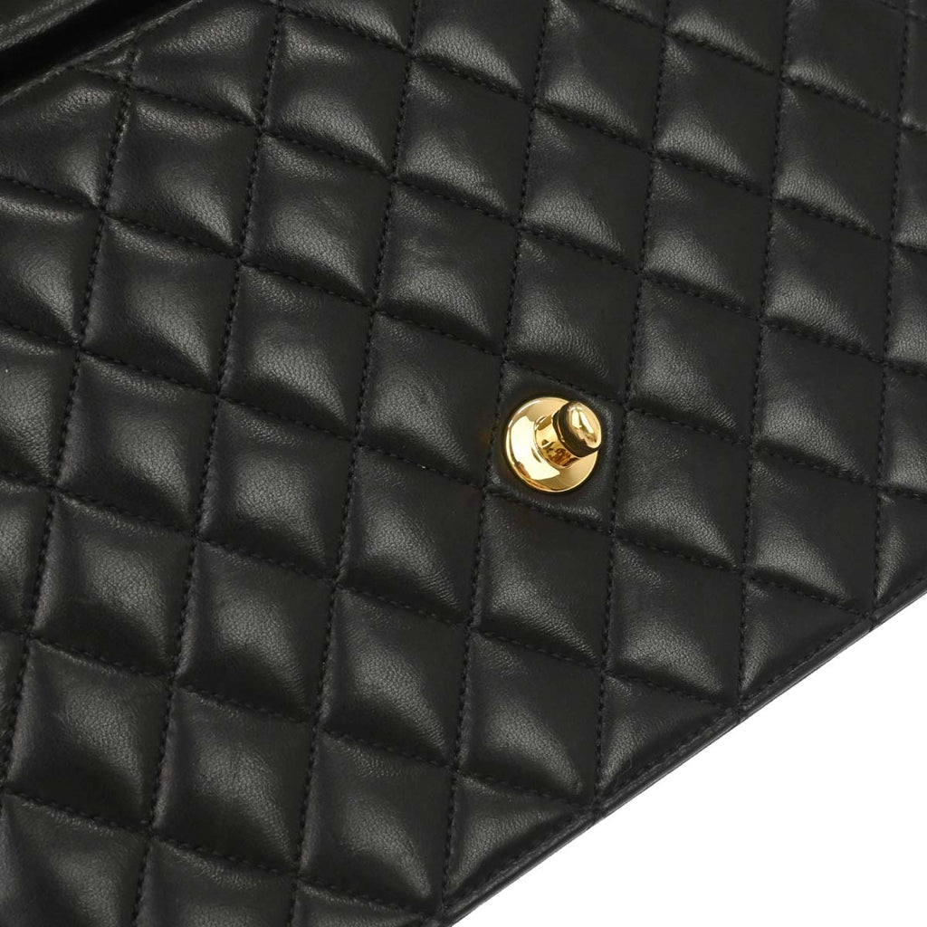Chanel 2010-2011 Black Lambskin Turnlock Medium Half Flap Shoulder Bag