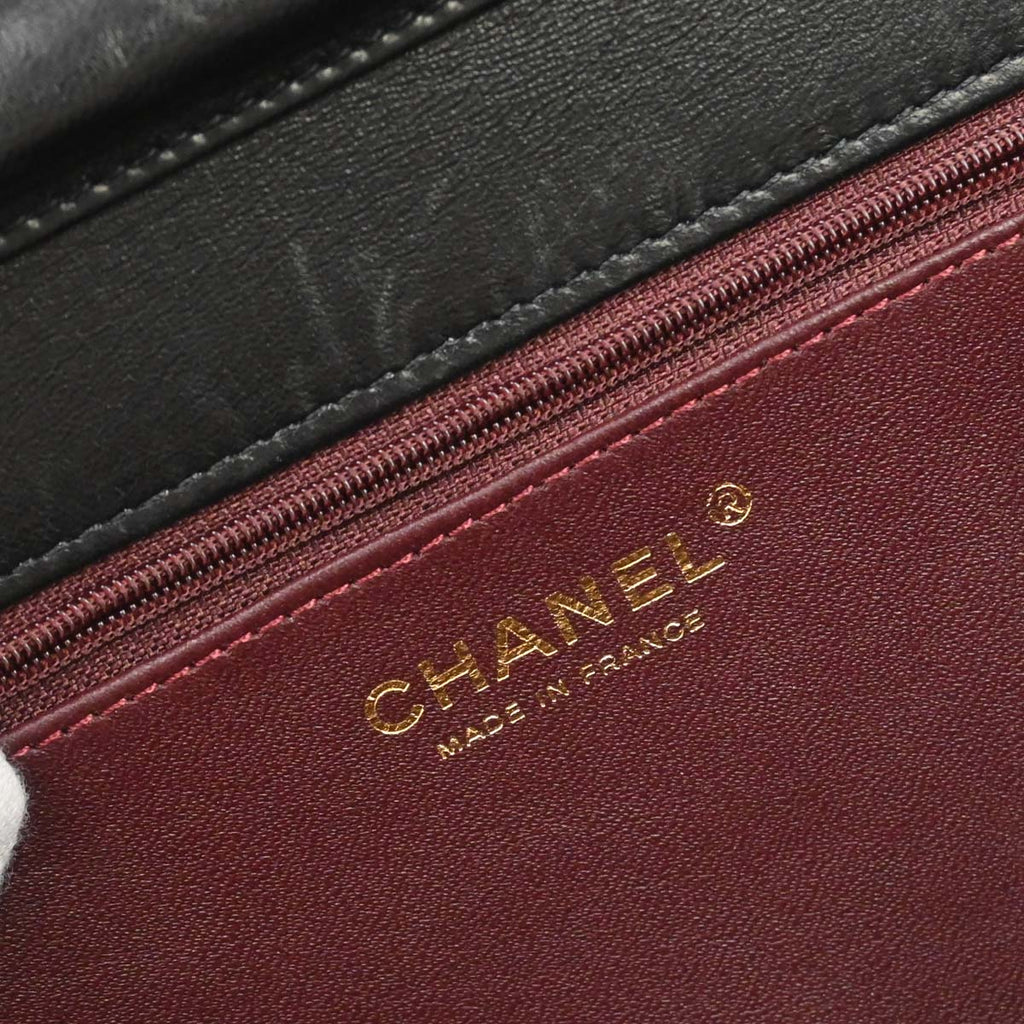 Chanel 2010-2011 Black Lambskin Turnlock Medium Half Flap Shoulder Bag