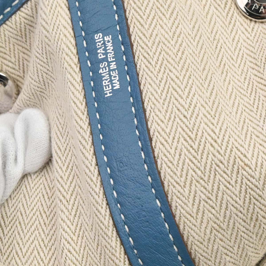 Hermes Blue Jean Negonda Garden Party 36 PM Tote Handbag