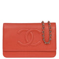 Chanel 2012-2013 Red Caviar Skin Timeless WOC Wallet on Chain Shoulder Bag