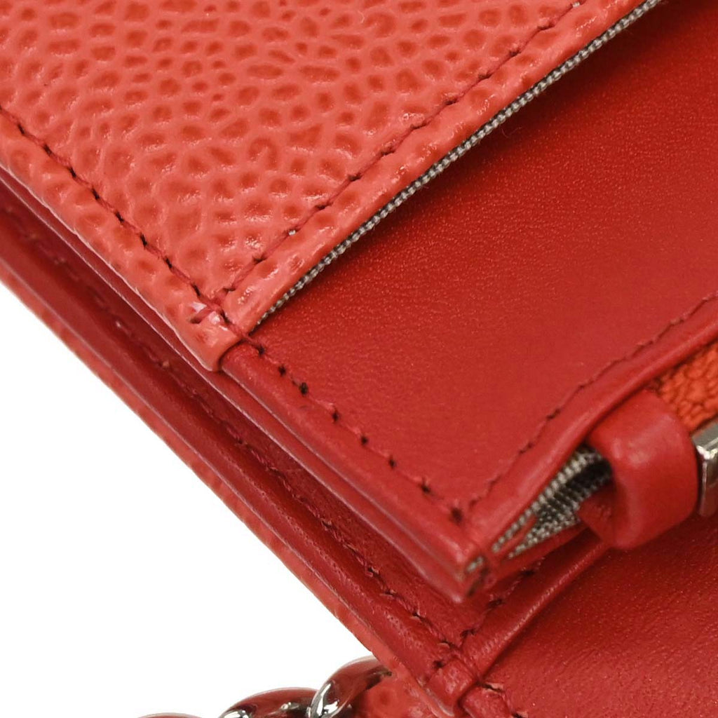 Chanel 2012-2013 Red Caviar Skin Timeless WOC Wallet on Chain Shoulder Bag