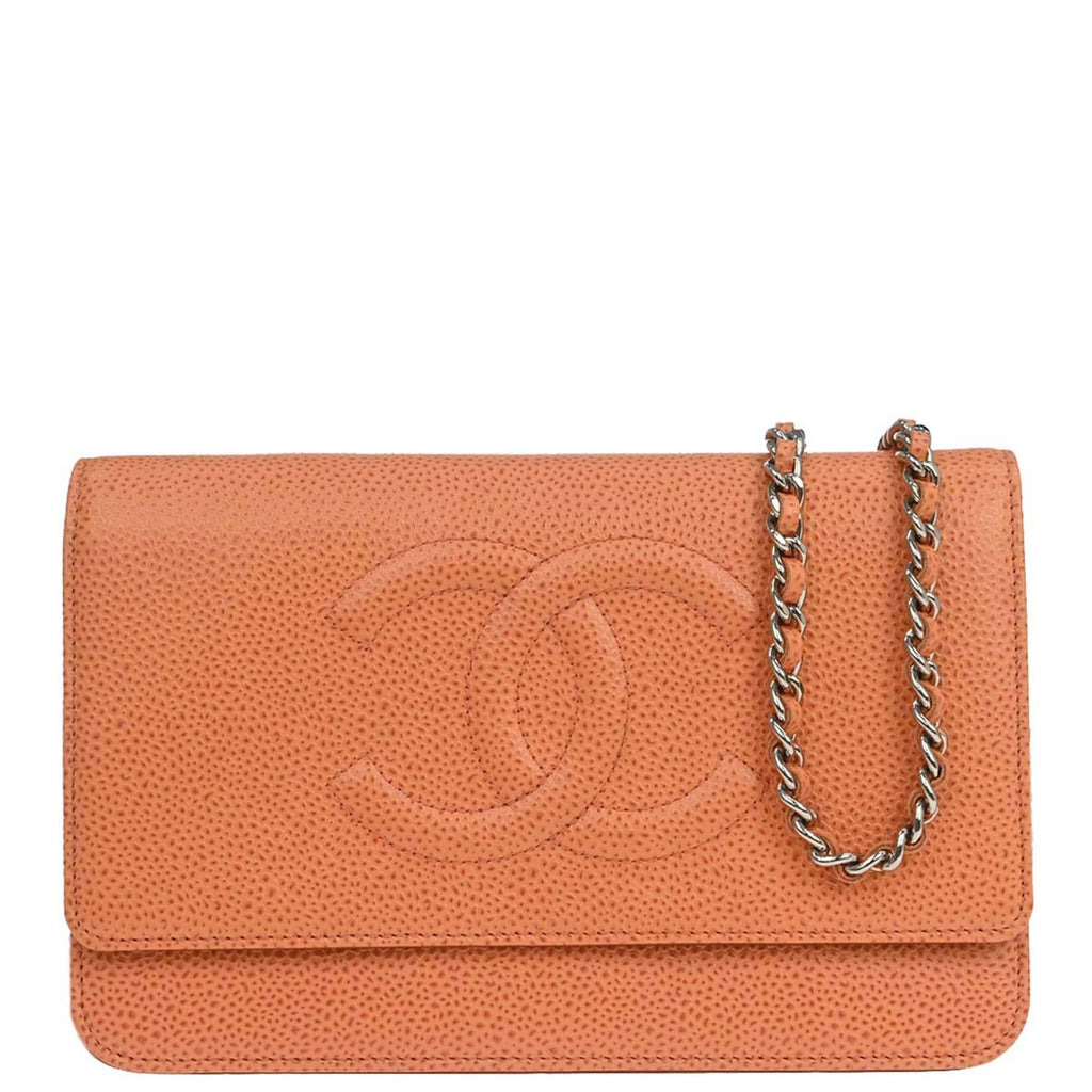 Chanel 2012-2013 Orange Caviar Skin Timeless WOC Wallet on Chain Shoulder Bag