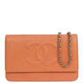 Chanel 2012-2013 Orange Caviar Skin Timeless WOC Wallet on Chain Shoulder Bag