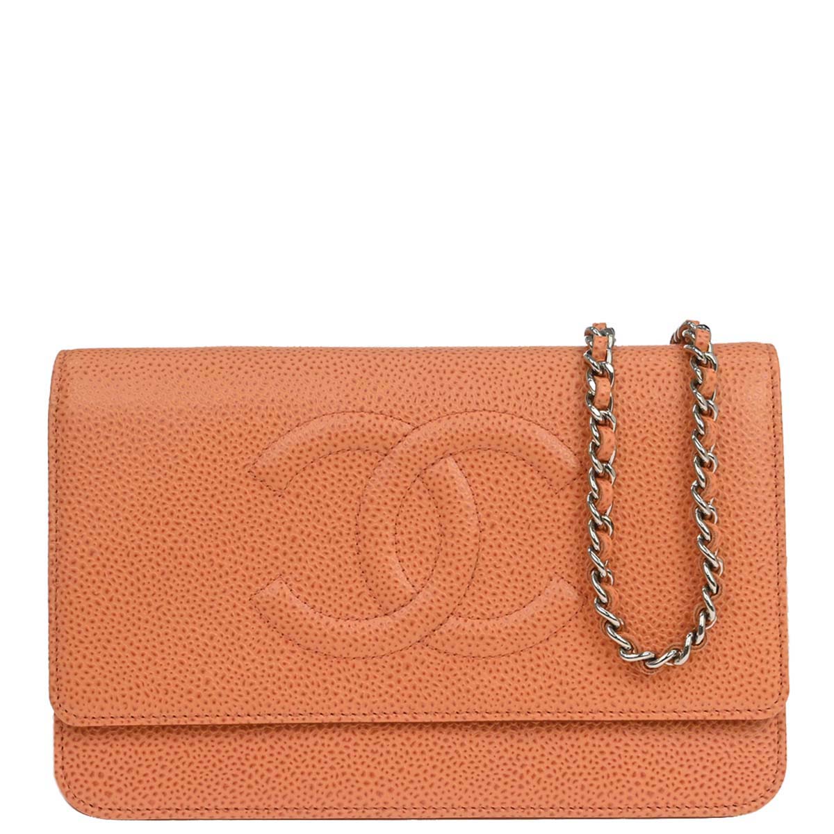 Chanel 2012-2013 Orange Caviar Skin Timeless WOC Wallet on Chain Shoulder Bag