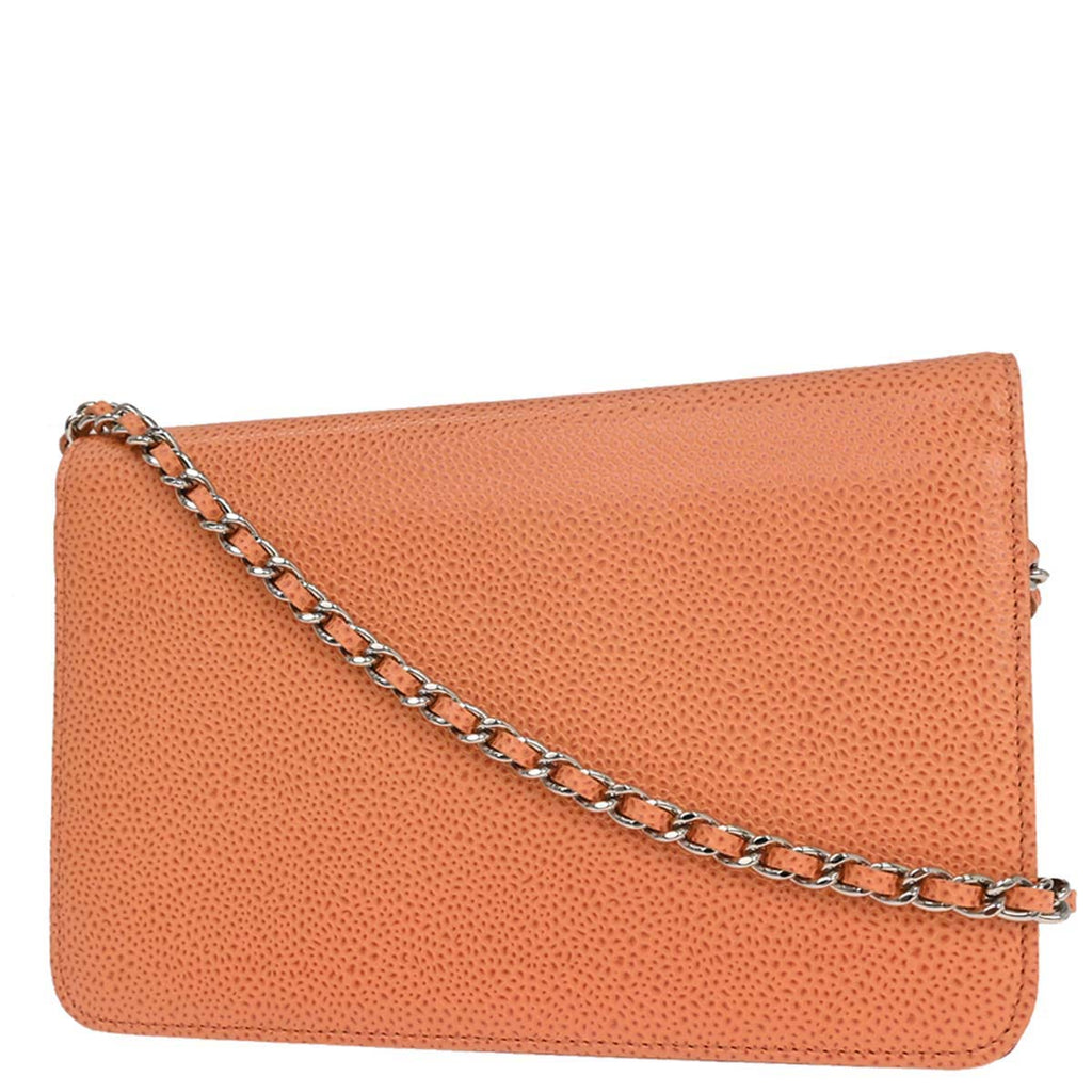 Chanel 2012-2013 Orange Caviar Skin Timeless WOC Wallet on Chain Shoulder Bag