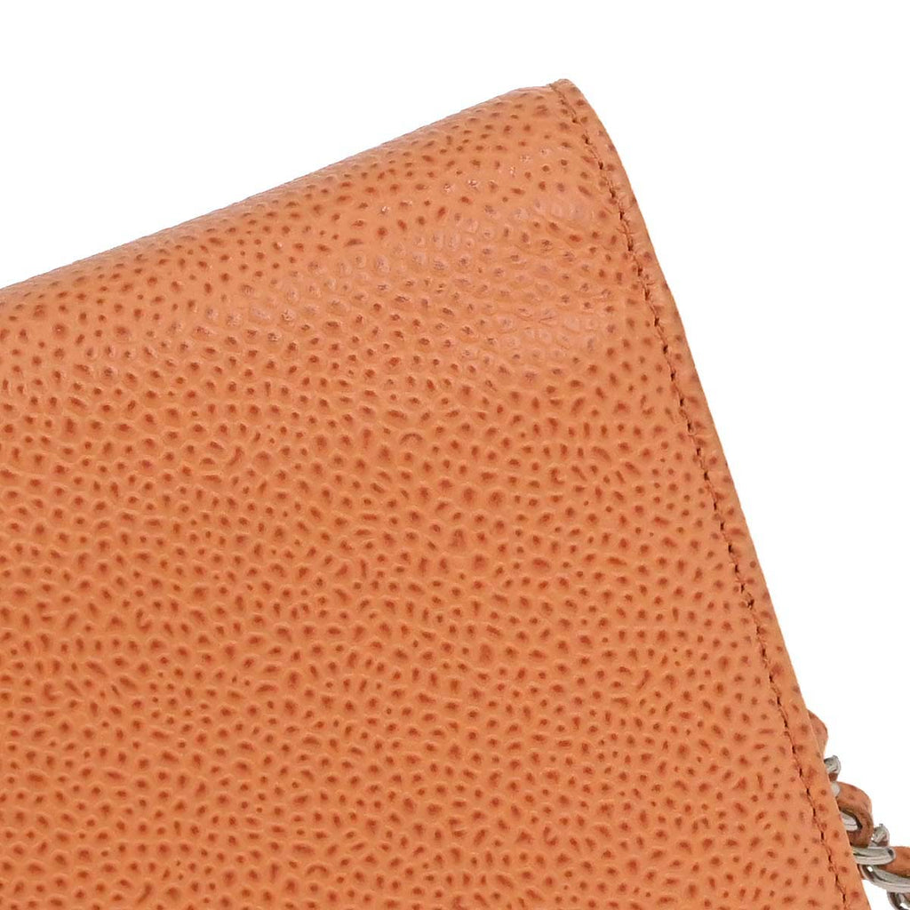 Chanel 2012-2013 Orange Caviar Skin Timeless WOC Wallet on Chain Shoulder Bag