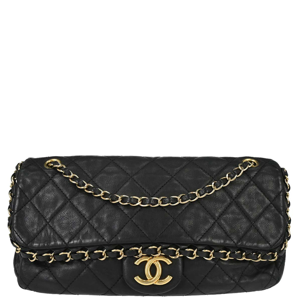Chanel 2012 Black Calfskin Chain Me Shoulder Bag