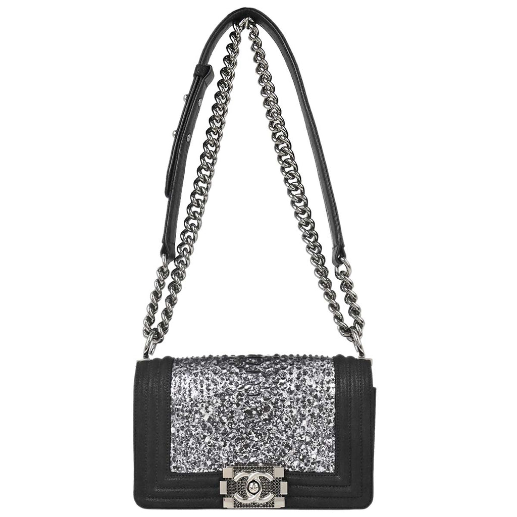 Boy Chanel * 2014 Silver Python Small Chain Shoulder Bag
