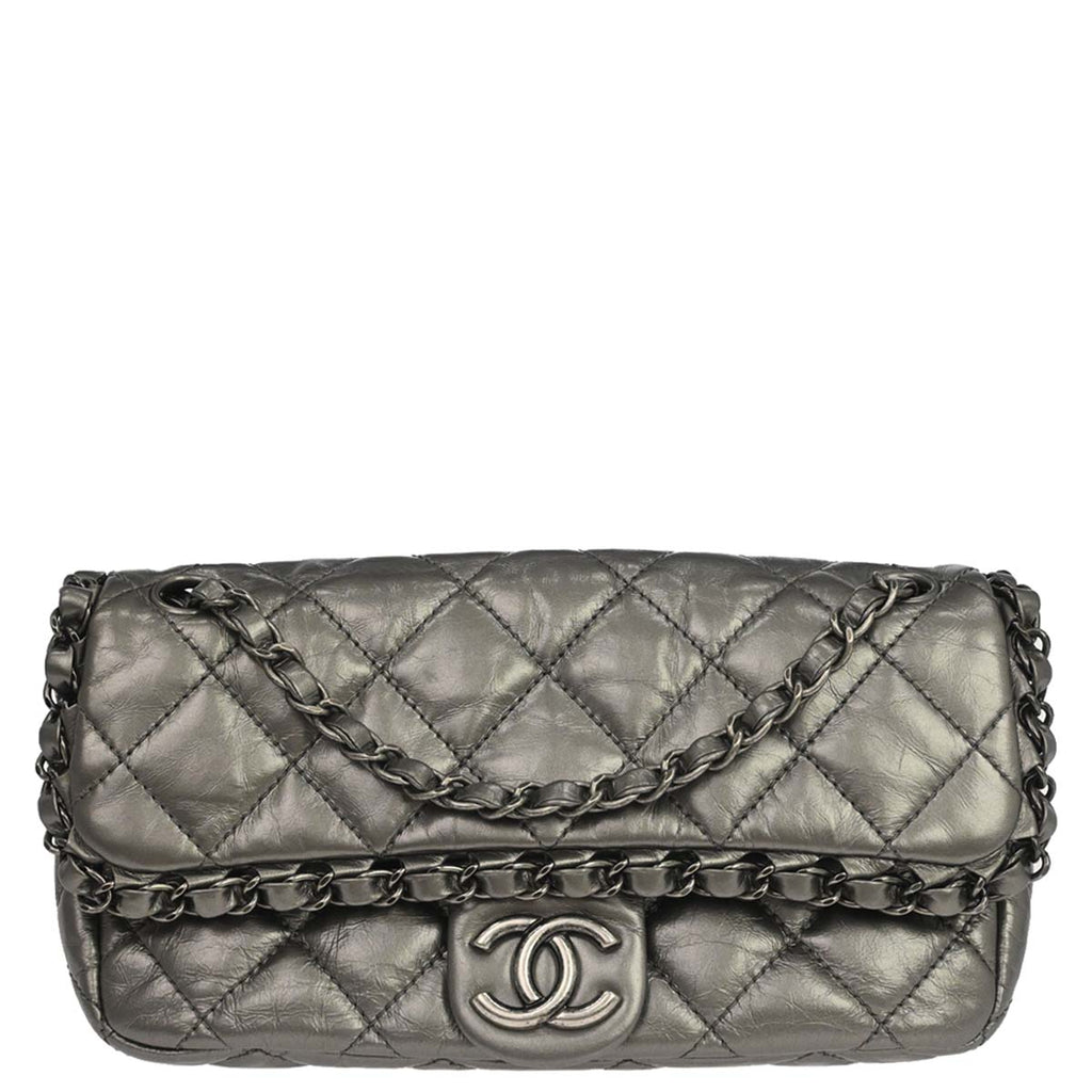 Chanel 2010-2011 Gray Calfskin Chain Me Shoulder Bag