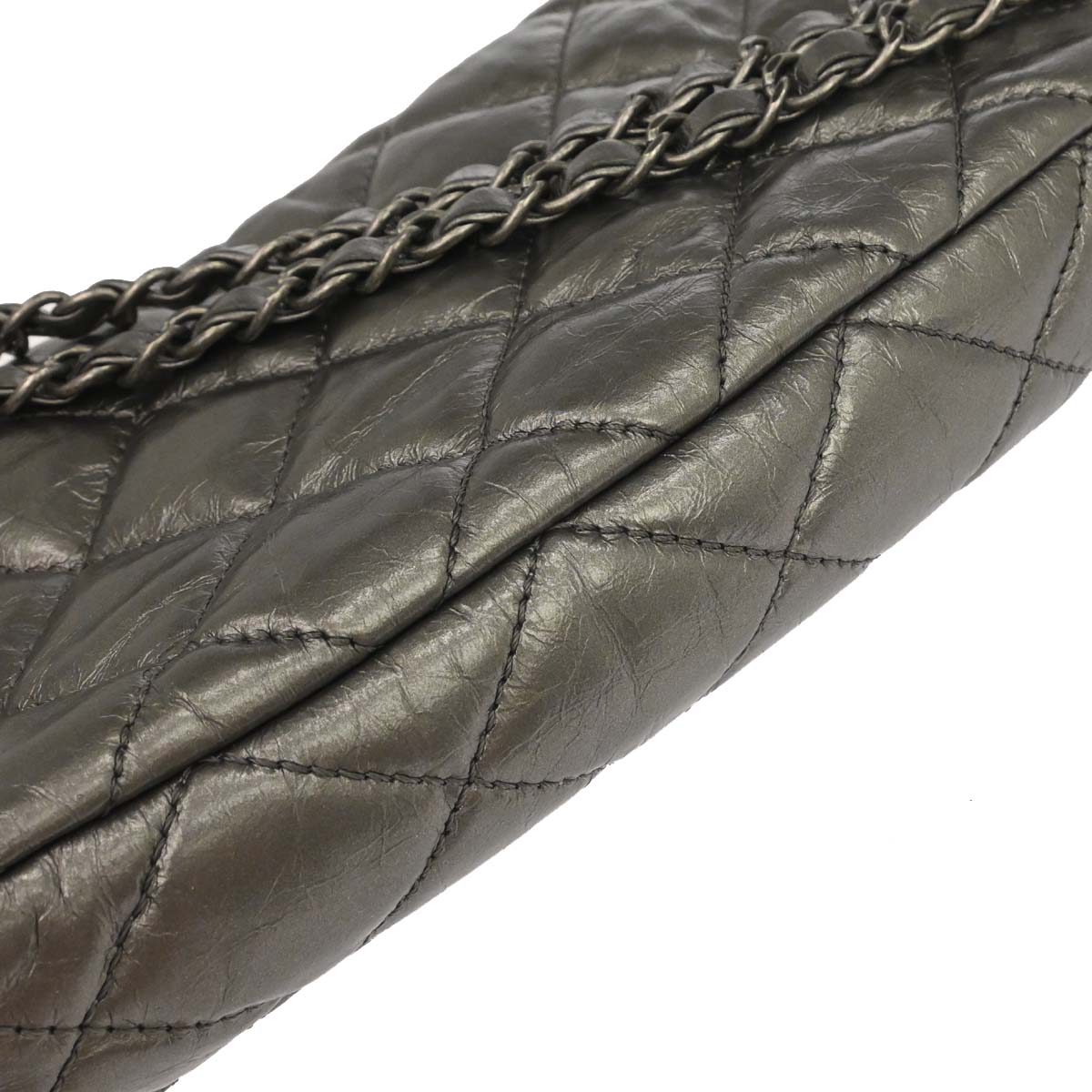 Chanel 2010-2011 Gray Calfskin Chain Me Shoulder Bag