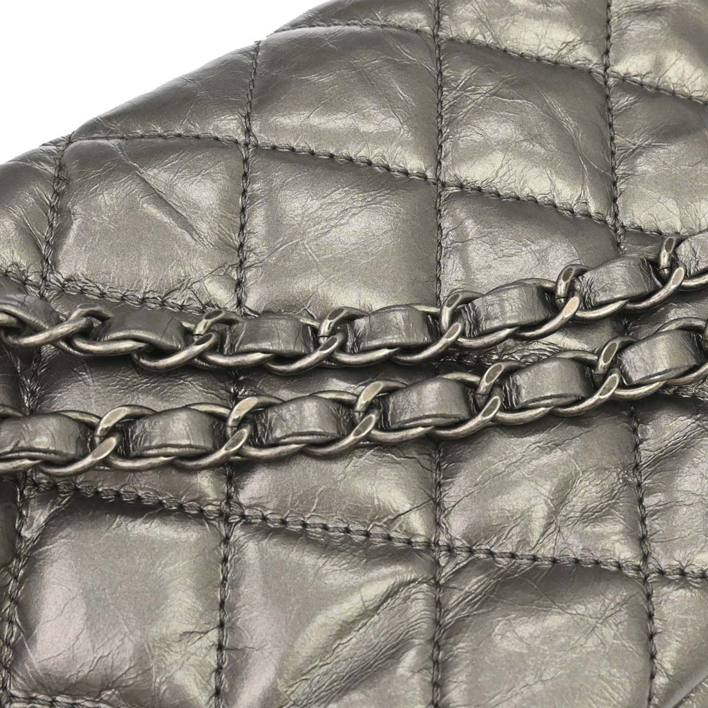 Chanel 2010-2011 Gray Calfskin Chain Me Shoulder Bag