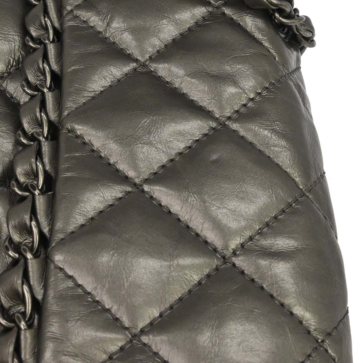 Chanel 2010-2011 Gray Calfskin Chain Me Shoulder Bag