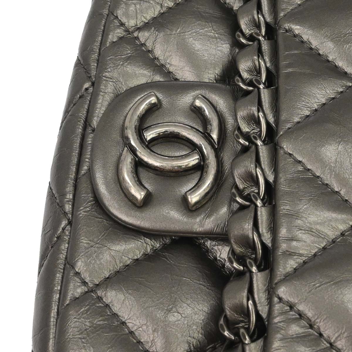 Chanel 2010-2011 Gray Calfskin Chain Me Shoulder Bag