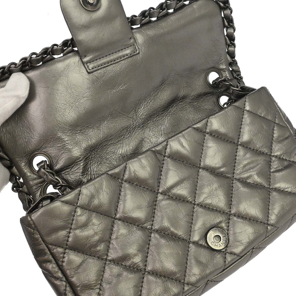 Chanel 2010-2011 Gray Calfskin Chain Me Shoulder Bag