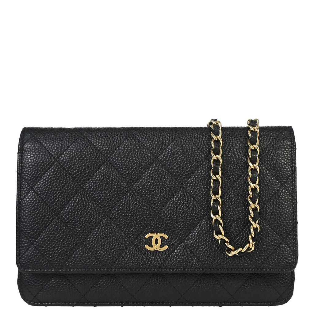 Chanel 2013-2014 Black Caviar Skin Classic WOC Wallet on Chain Bag