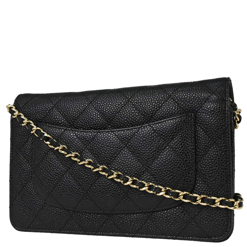Chanel 2013-2014 Black Caviar Skin Classic WOC Wallet on Chain Bag