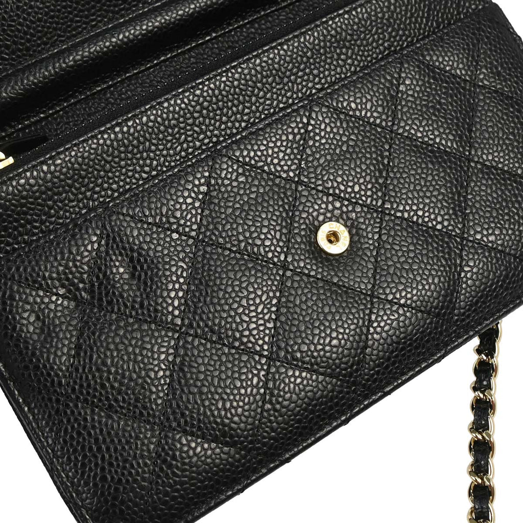 Chanel 2013-2014 Black Caviar Skin Classic WOC Wallet on Chain Bag