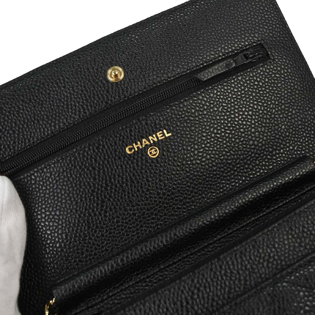Chanel 2013-2014 Black Caviar Skin Classic WOC Wallet on Chain Bag