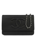 Chanel 2014 Black Caviar Skin Timeless WOC Wallet on Chain Shoulder Bag