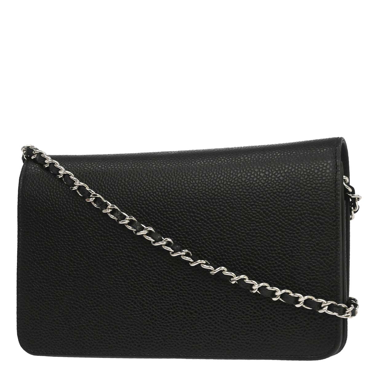 Chanel 2014 Black Caviar Skin Timeless WOC Wallet on Chain Shoulder Bag