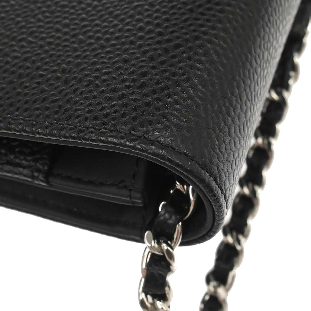 Chanel 2014 Black Caviar Skin Timeless WOC Wallet on Chain Shoulder Bag