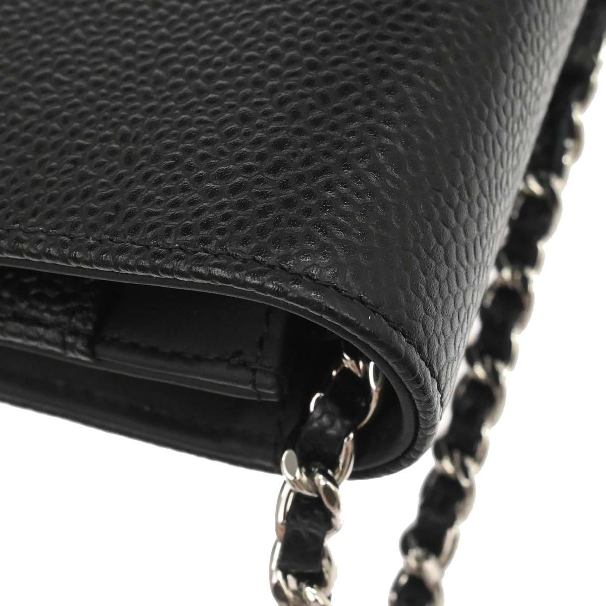 Chanel 2014 Black Caviar Skin Timeless WOC Wallet on Chain Shoulder Bag