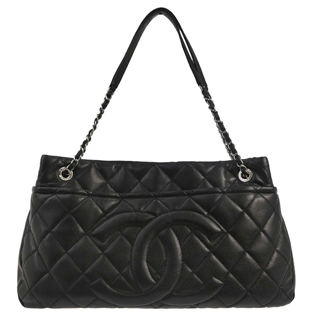 Chanel 2012 Black Caviar Skin Timeless CC Chain Tote Bag