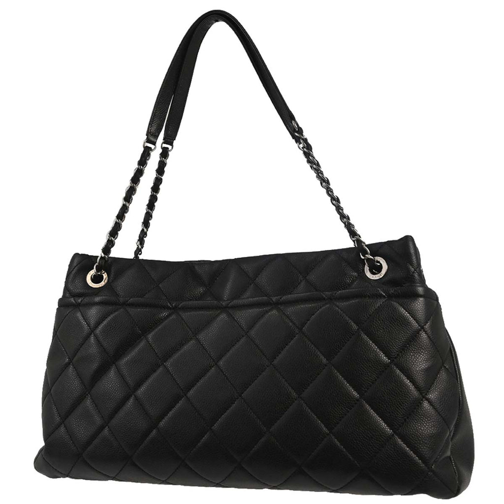 Chanel 2012 Black Caviar Skin Timeless CC Chain Tote Bag