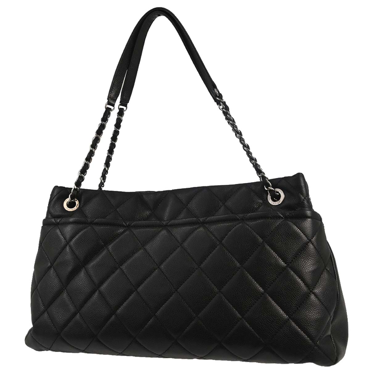 Chanel 2012 Black Caviar Skin Timeless CC Chain Tote Bag