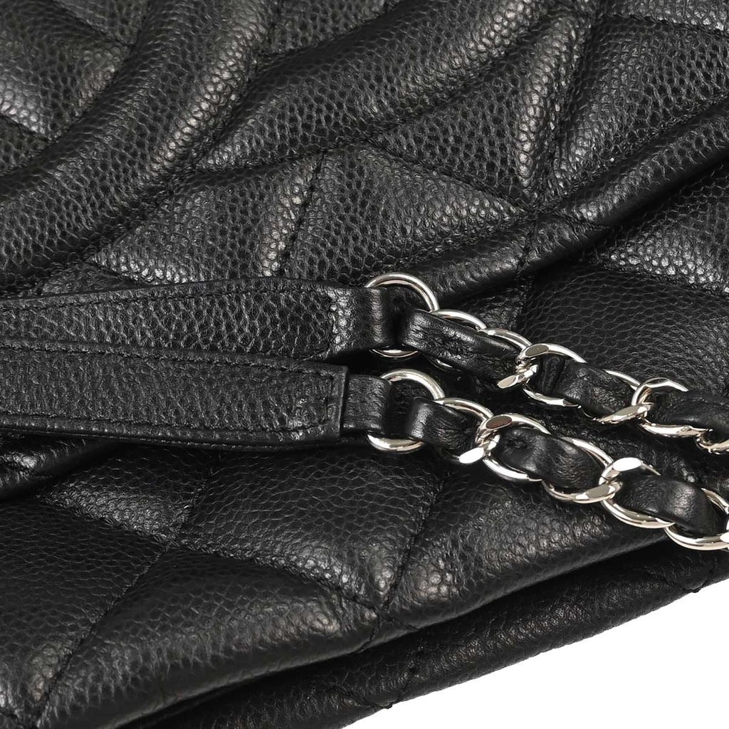 Chanel 2012 Black Caviar Skin Timeless CC Chain Tote Bag