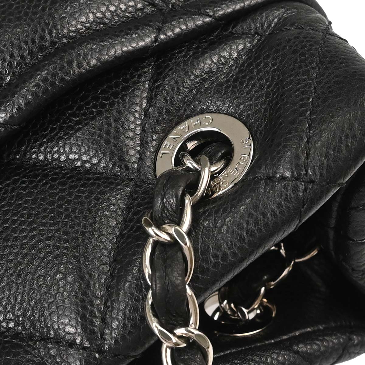Chanel 2012 Black Caviar Skin Timeless CC Chain Tote Bag