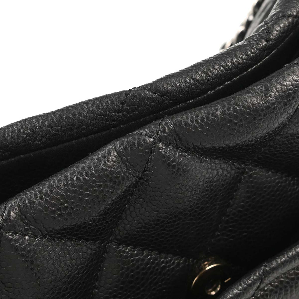Chanel 2012 Black Caviar Skin Timeless CC Chain Tote Bag