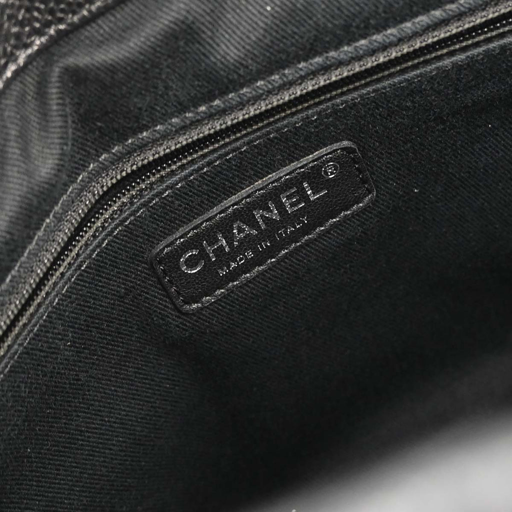 Chanel 2012 Black Caviar Skin Timeless CC Chain Tote Bag